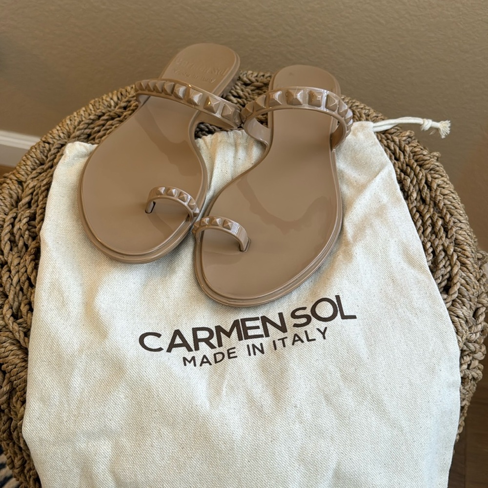Carmen Sol Maria flat jelly sandals Nude color 9
